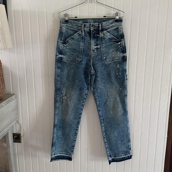 a.n.a Carpenter Cargo Slightly Distressed Blue Jeans sz 6 - Picture 3 of 15